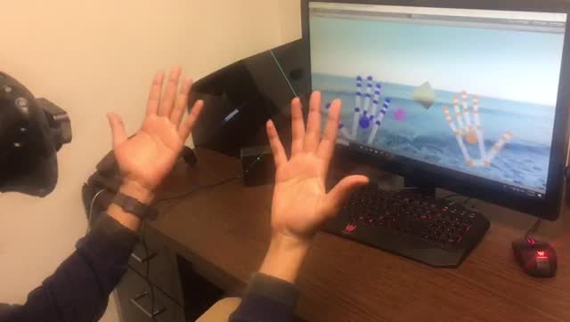 Learner testing hand interaction in the APPEAR virtual-reality environment
